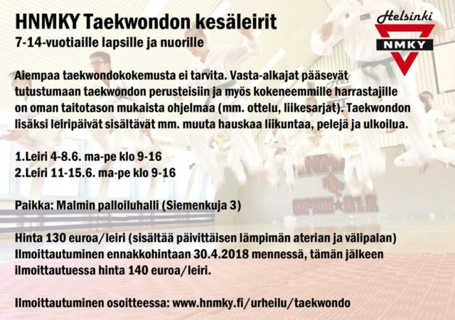 taekwondon kesäleiri 2018x
